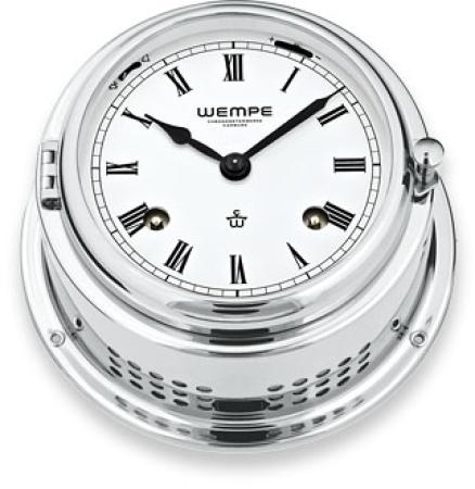 WEMPE Glasenuhr Ø 150 mm - römische Zahlen - verchromt