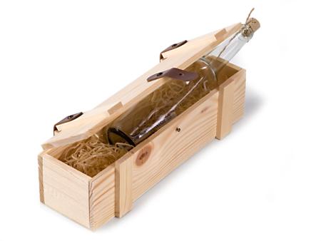 Flaschenpost  - aus Glas 700 ccm - mit Holzkiste (hell)