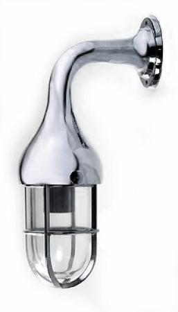 Verchromte Gitterlampe mit gebogenem Arm