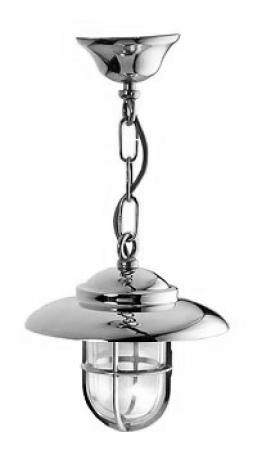 Verchromte Gitterlampe als Pendelleuchte