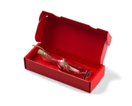 Mini-Flaschenpost - aus Glas - in roter Geschenk-Verpackung