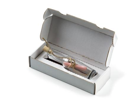 Mini-Flaschenpost - aus Glas - in weißer Geschenk-Verpackung
