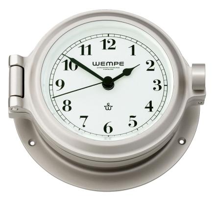 Vernickelte WEMPE Uhr Ø 120 mm - arabische Zahlen