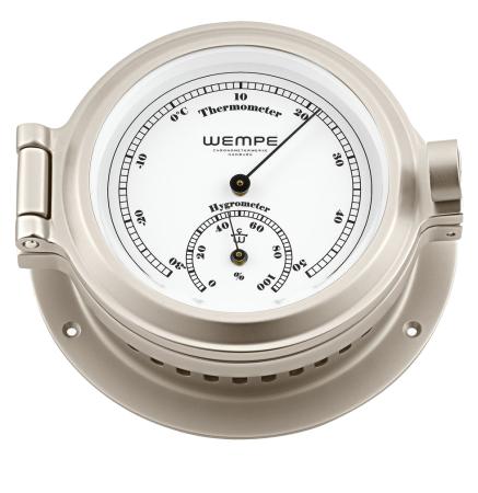 Vernickeltes WEMPE Thermo- Hygrometer Ø 120 mm