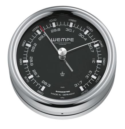 WEMPE Serie Pilot III - Barometer Ø 100 mm - schwarzes Zifferblatt