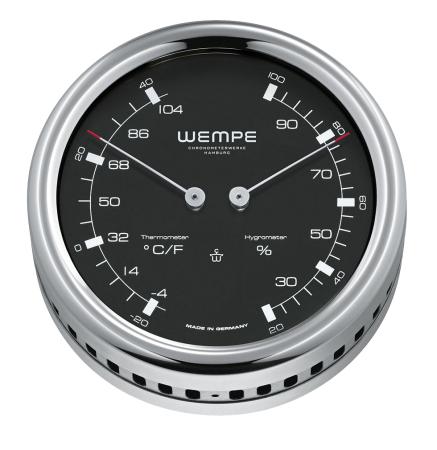 WEMPE Serie Pilot III - Thermo- Hygrometer Ø 100 mm - schwarzes Zifferblatt