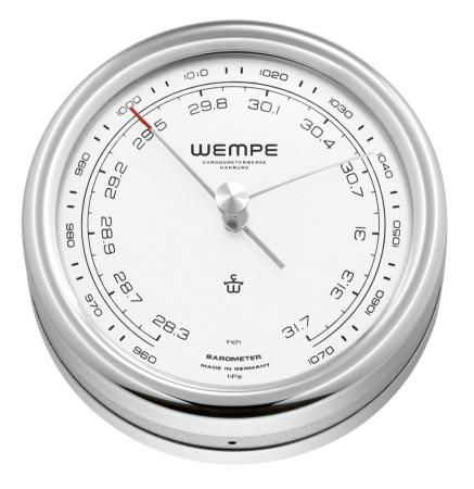 WEMPE Serie Pilot V - Barometer Ø 100 mm - weißes Zifferblatt