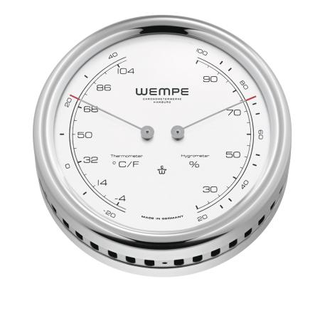 WEMPE Serie Pilot V - Thermo -Hygrometer Ø 100 mm - weißes Zifferblatt