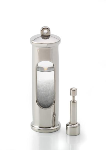 Dänisches Sturmglasbarometer komplett mit Wandhalter / EDELSTAHL - Ausführung - poliert