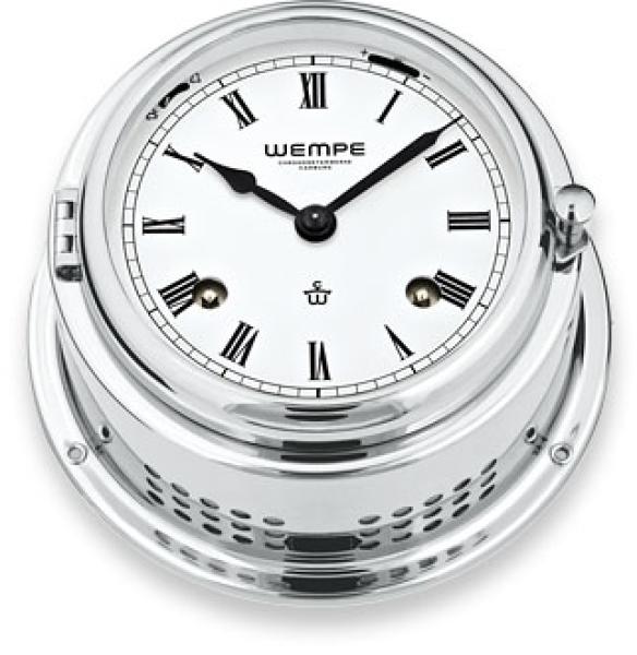 WEMPE Glasenuhr Ø 150 mm - römische Zahlen - verchromt