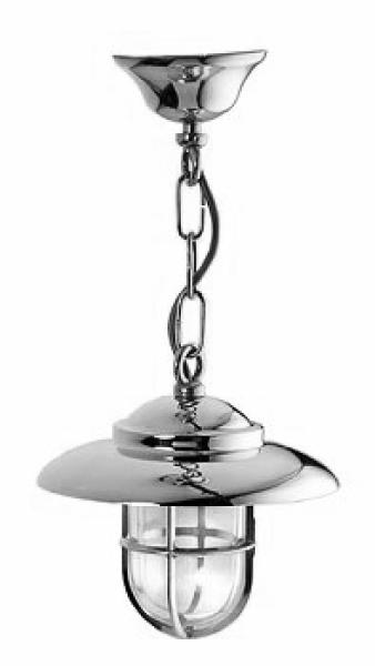 Verchromte Gitterlampe als Pendelleuchte