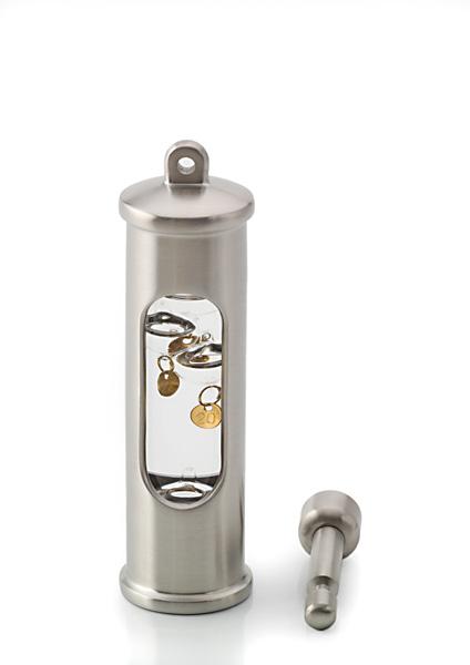 Galilei - Thermometer komplett mit Wandhalter / Edelstahl matt