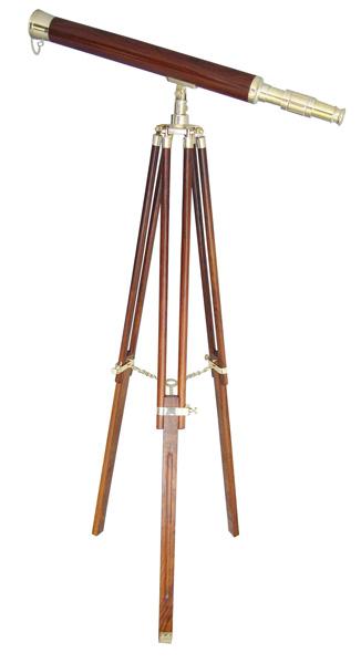 Standteleskop mit Holz-Tubus, kleine Ausführung