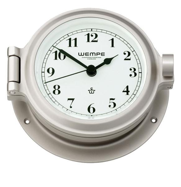 Vernickelte WEMPE Uhr Ø 120 mm - arabische Zahlen