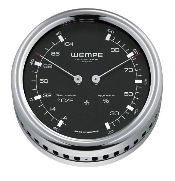WEMPE Serie Pilot III - Thermo- Hygrometer Ø 100 mm - schwarzes Zifferblatt