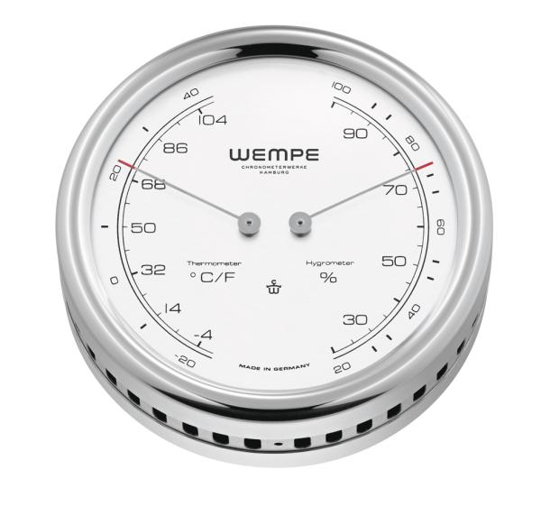 WEMPE Serie Pilot V - Thermo -Hygrometer Ø 100 mm - weißes Zifferblatt