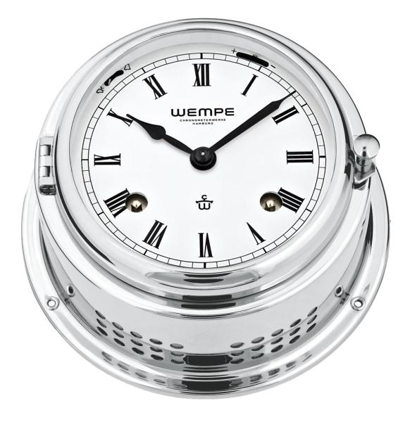 WEMPE Glasenuhr Ø 150 mm - römische Ziffern - Verchromt