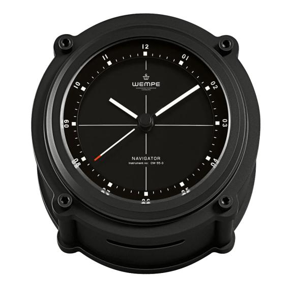 WEMPE Serie Navigator II - Schiffs-Uhr Ø 130 mm - Alu schwarz